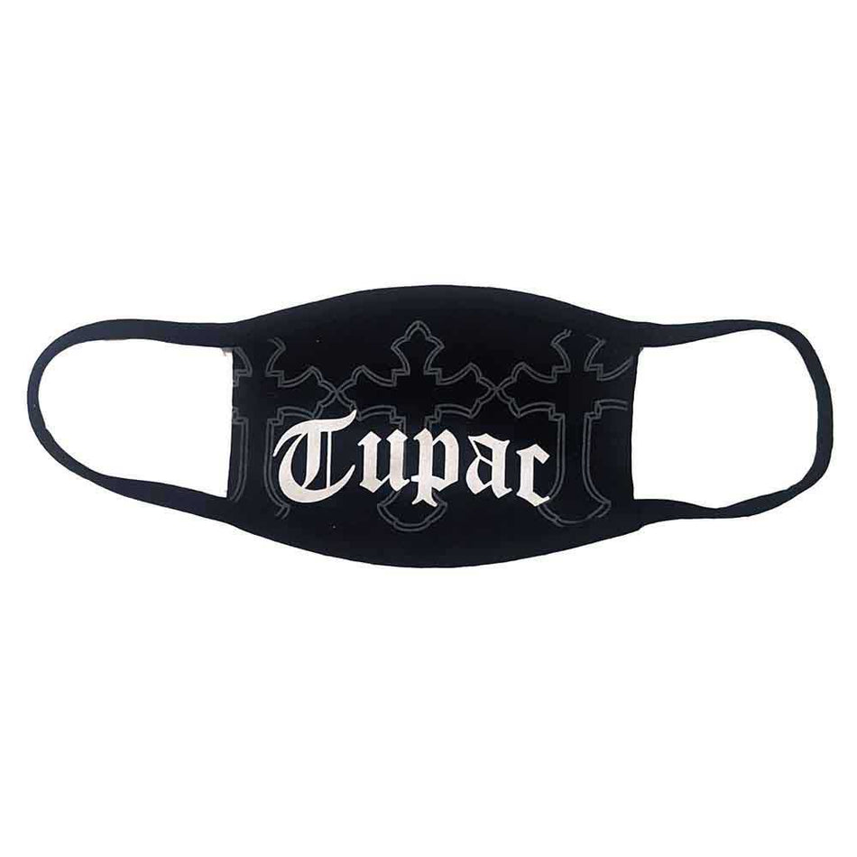 Tupac Face Mask: Logo & Crosses (Black)