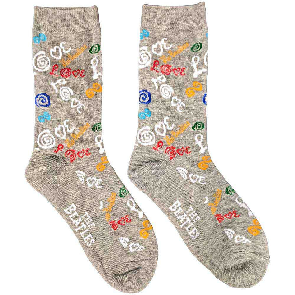 The Beatles Ladies Ankle Socks: Love (Grey) (UK Size 4 - 7)
