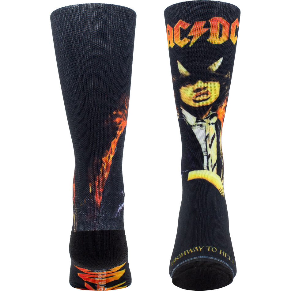 AC/DC Unisex Crew Socks: Highway To Hell Sublimation (Black)  (UK Size 6.5 - 11)