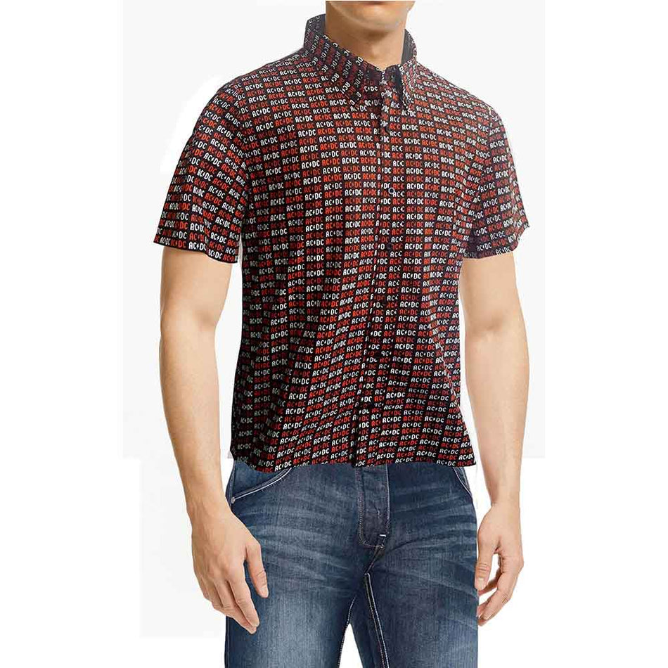 AC/DC Unisex Casual Shirt: Logo (Black) (All Over Print)