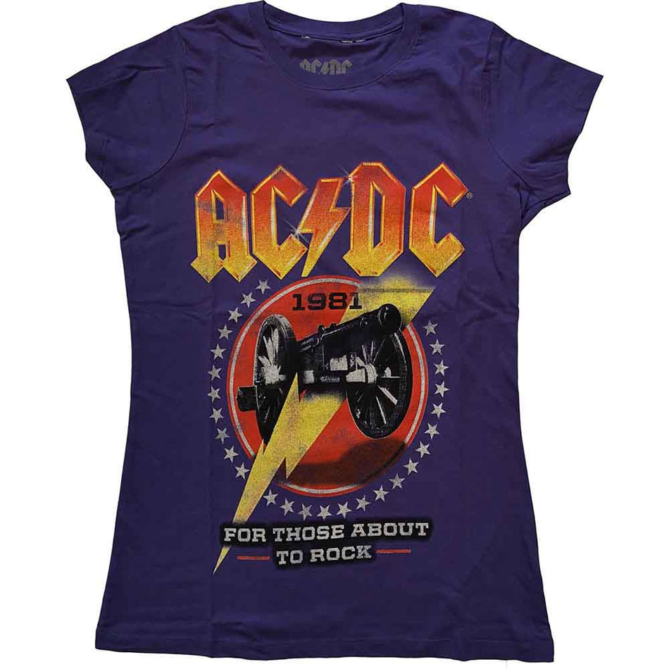 AC/DC Ladies T-Shirt: For Those About To Rock '81 (Purple)