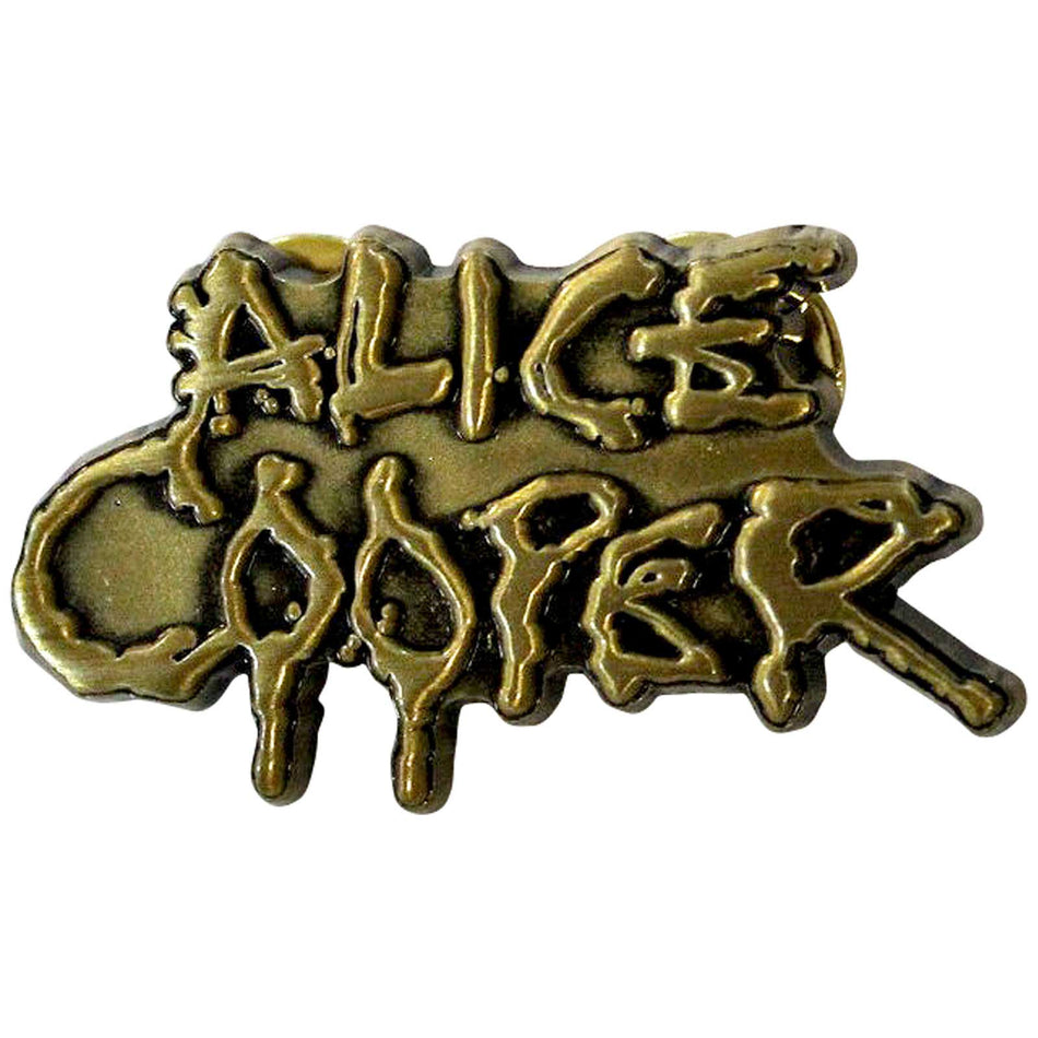 Alice Cooper Pin Badge: Dripping Logo Gold