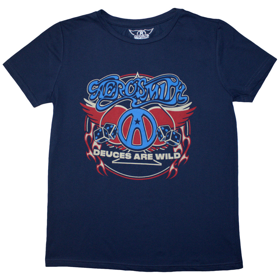 Aerosmith Ladies T-Shirt: Rainbow Spade (Denim Blue)