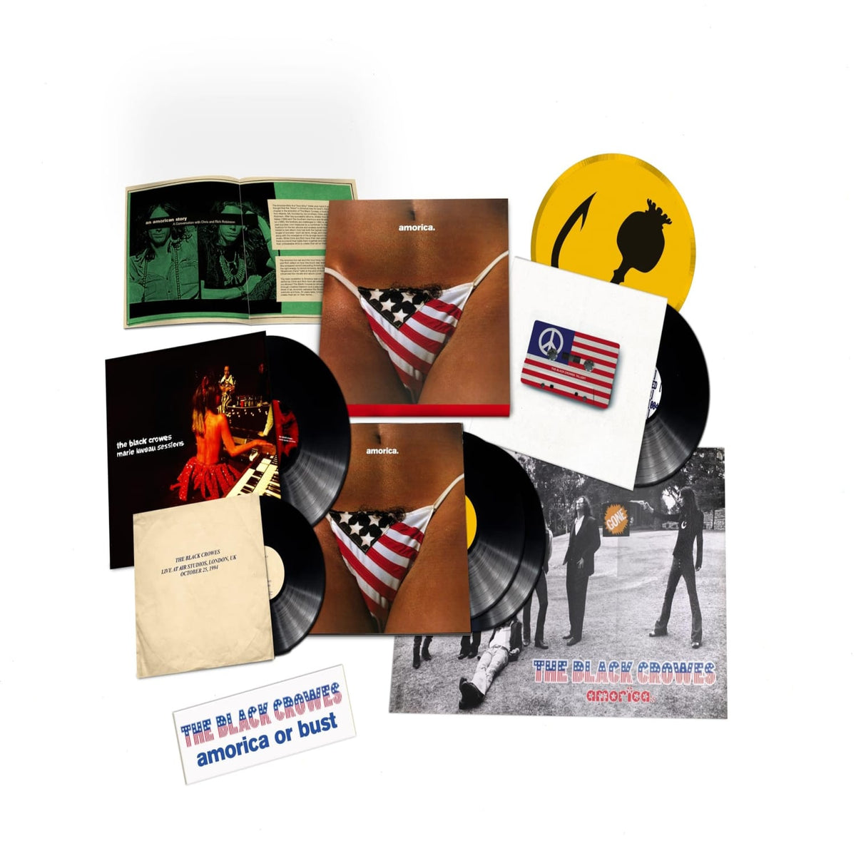 The Black Crowes - Amorica - 5LP Super Deluxe Edition - (Limited Edition, Deluxe Edition, 180 Gram Vinyl, Bonus Tracks, Sticker) - [Blu-ray + Vinyl]