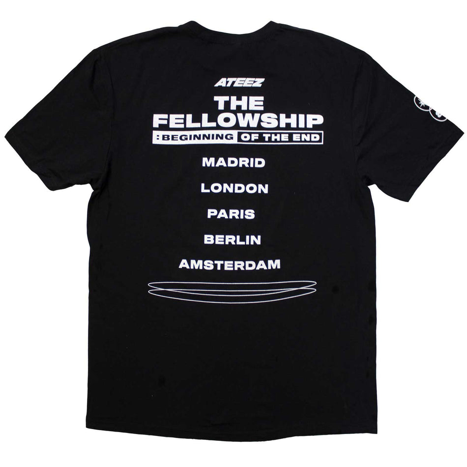 ATEEZ Unisex T-Shirt: Fellowship Tour Euro Photo (Black) (Back Print & Ex-Tour)