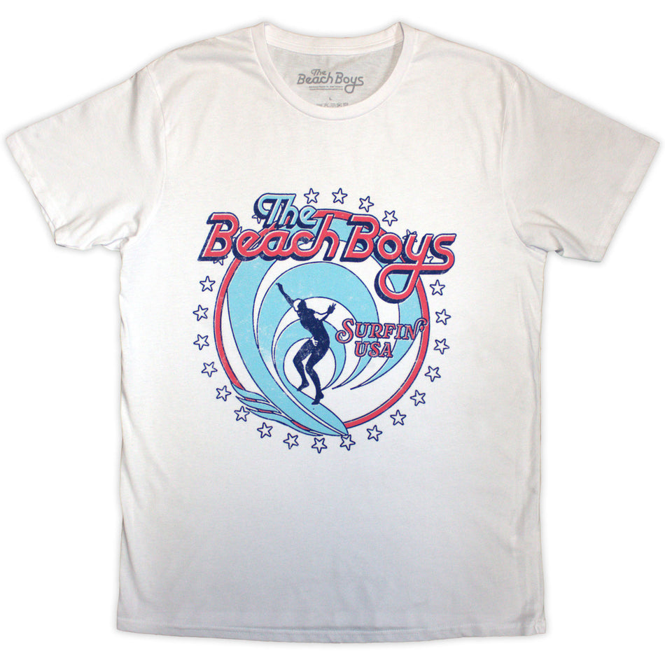 The Beach Boys Unisex T-Shirt: Surfin' USA Circle (White)