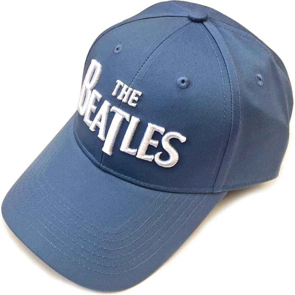 The Beatles Unisex Baseball Cap: White Drop T Logo (Demin Blue)