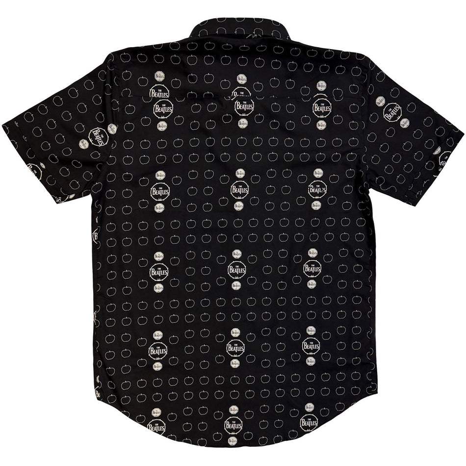The Beatles Unisex Casual Shirt: Drum & Apples (Black) (All Over Print)