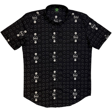 The Beatles Unisex Casual Shirt: Drum & Apples (Black) (All Over Print)