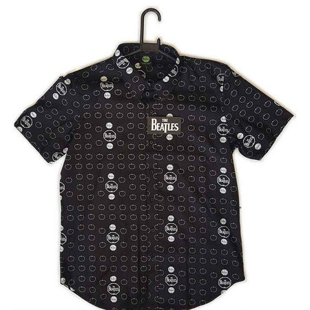 The Beatles Unisex Casual Shirt: Drum & Apples (Black) (All Over Print)