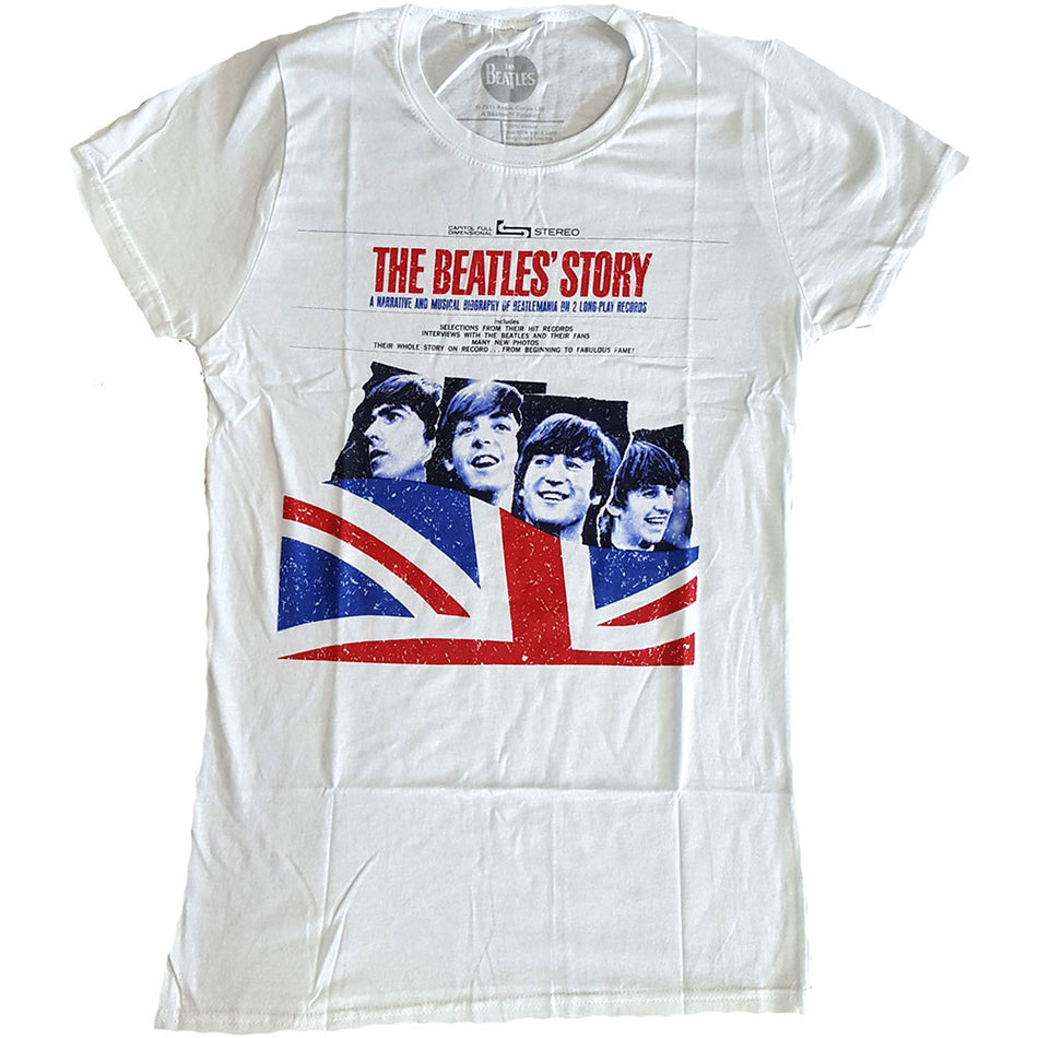 The Beatles Ladies T-Shirt: The Beatles Story (White)