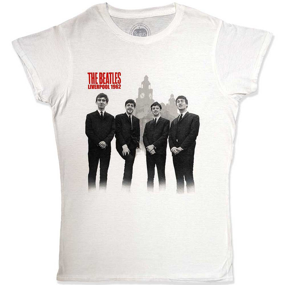 The Beatles Ladies T-Shirt: Beatles In Liverpool (White)