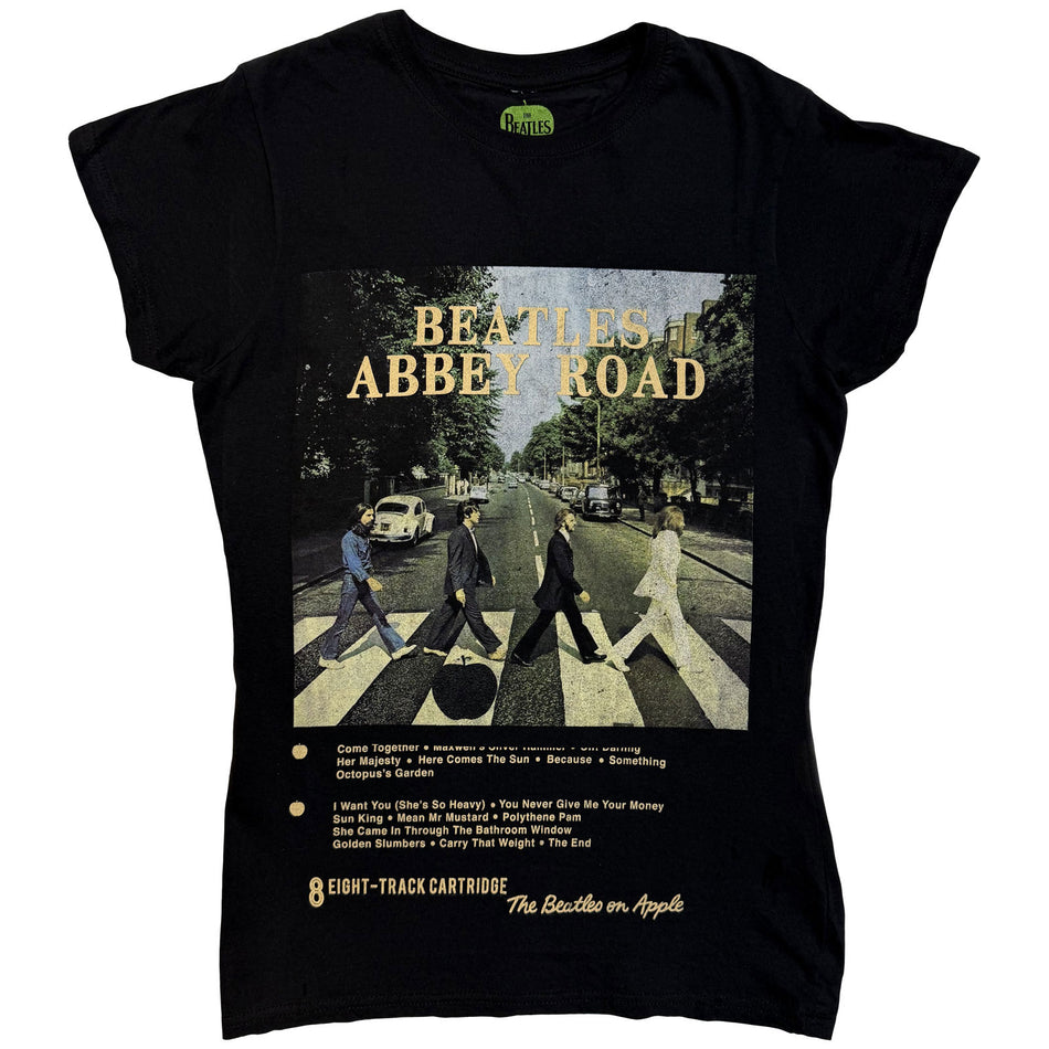The Beatles Ladies T-Shirt: Abbey Road 8 Track (Black)