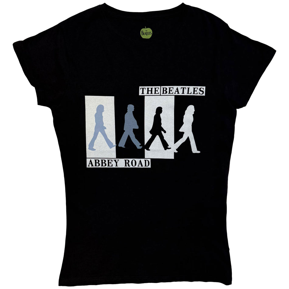 The Beatles Ladies T-Shirt: Abbey Road Colours Crossing (Black)