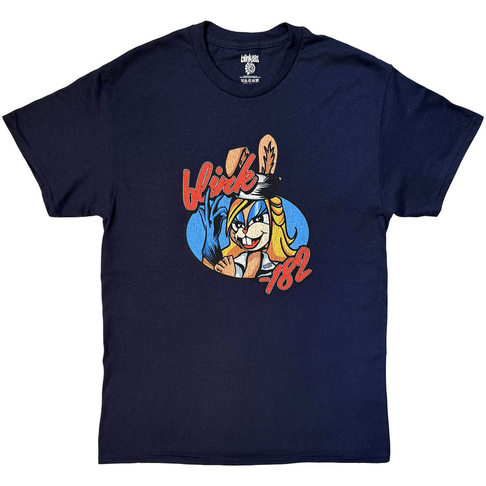 Blink-182 Unisex T-Shirt: Cartoon Bunny (Navy Blue)