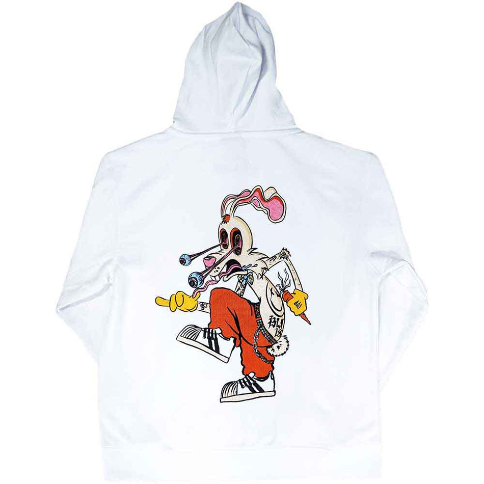Blink-182 Unisex Zipped Hoodie: Roger Rabbit (White) (Back Print)