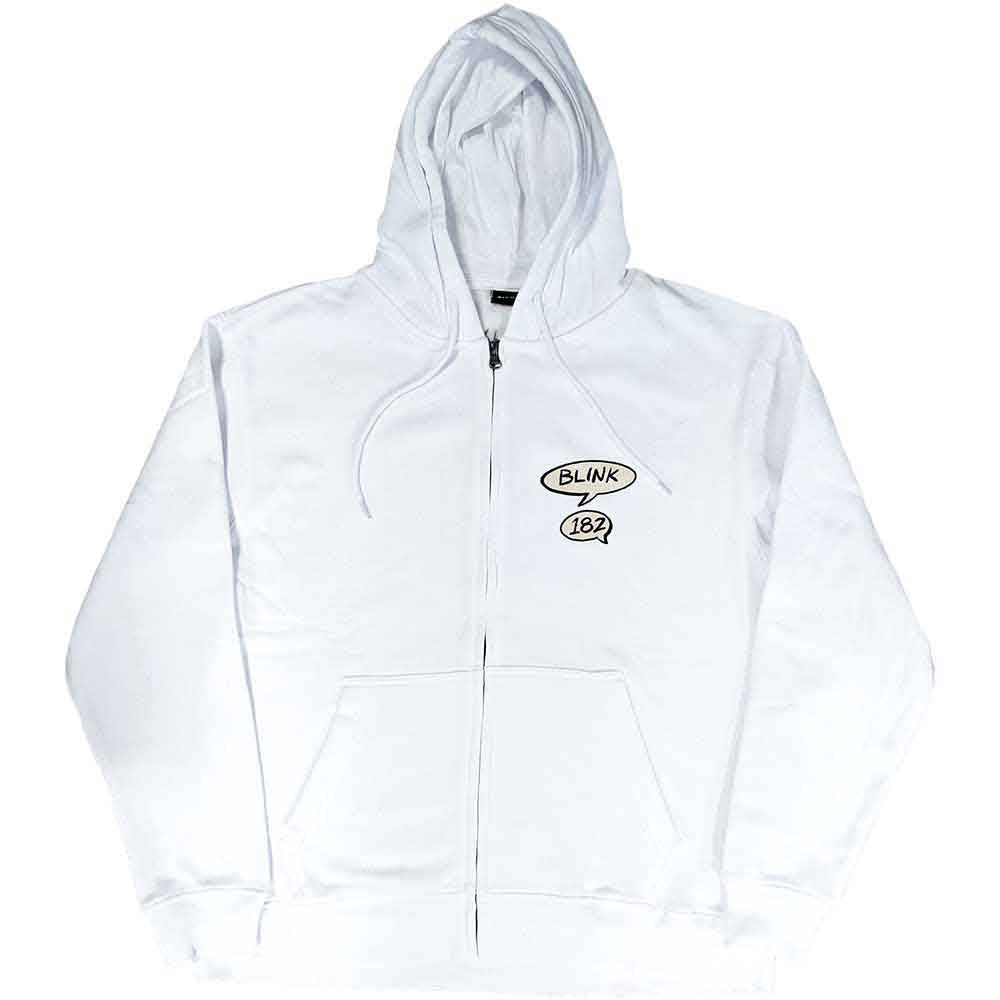 Blink-182 Unisex Zipped Hoodie: Roger Rabbit (White) (Back Print)