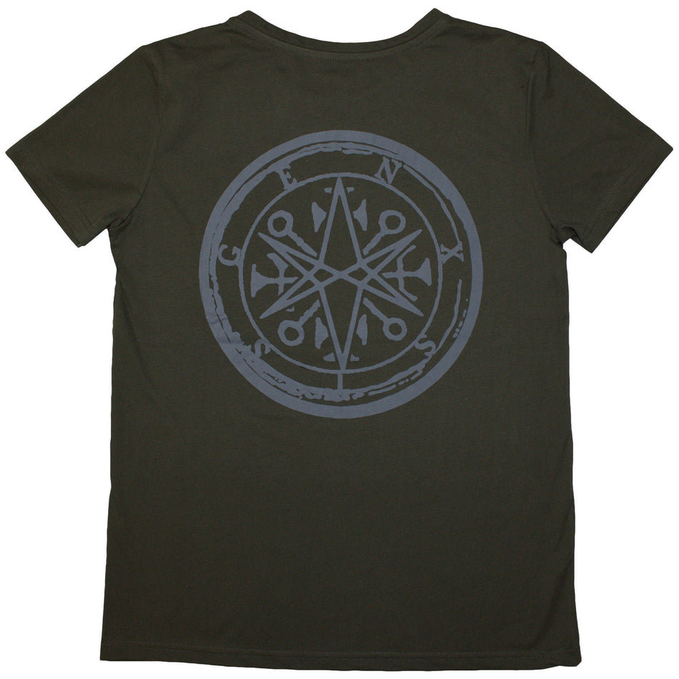 Bring Me The Horizon Ladies T-Shirt: Metal Logo Genxsis (Green) (Back Print)