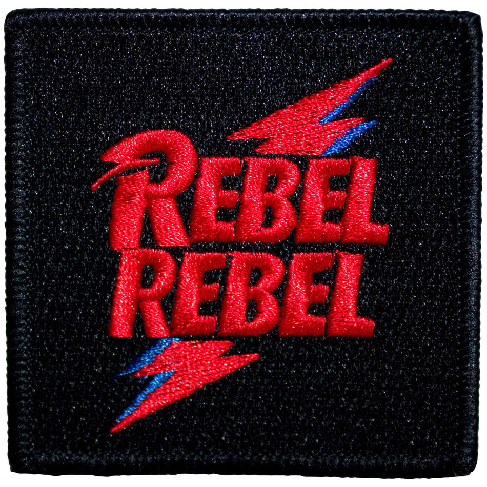 David Bowie Standard Patch: Rebel Rebel Pink & Blue