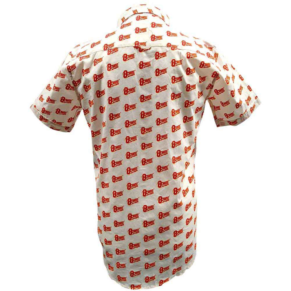 David Bowie Unisex Casual Shirt: Logo Pattern (White) (All Over Print)