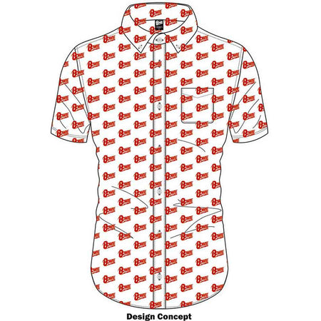 David Bowie Unisex Casual Shirt: Logo Pattern (White) (All Over Print)