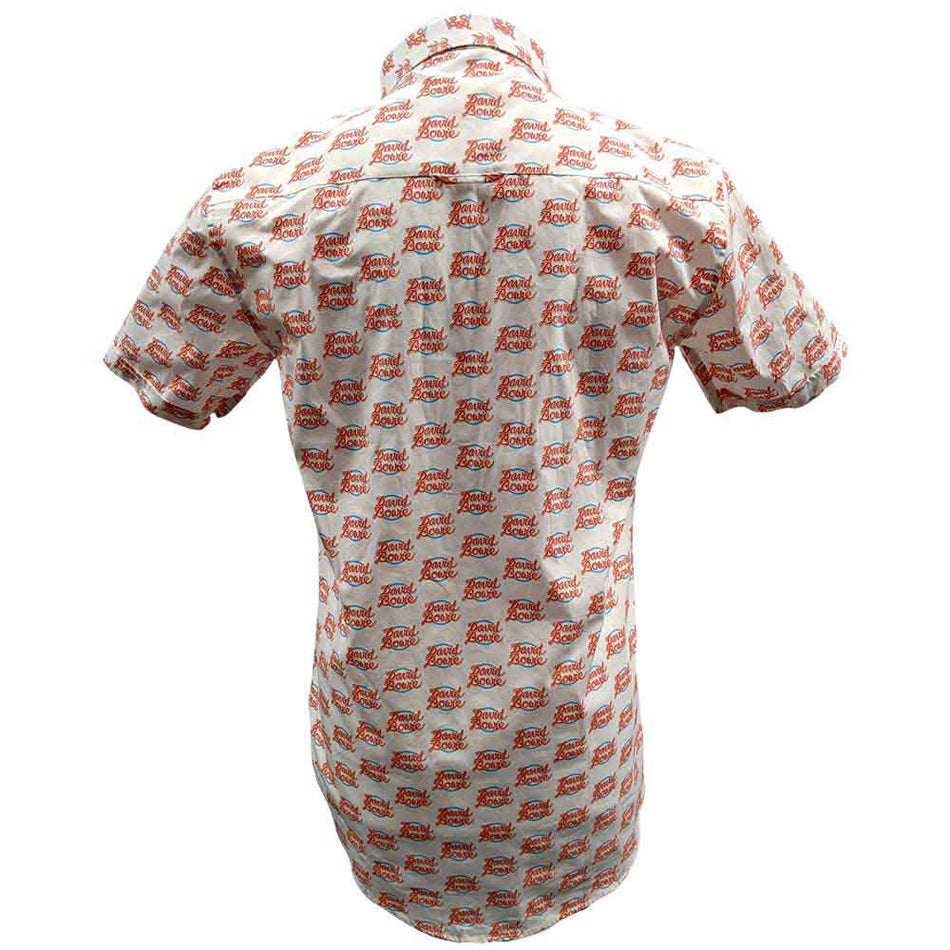 David Bowie Unisex Casual Shirt: World Tour Logo Pattern (White) (All Over Print)