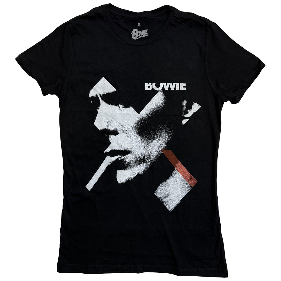 David Bowie Ladies T-Shirt: X Smoke Red (Black)