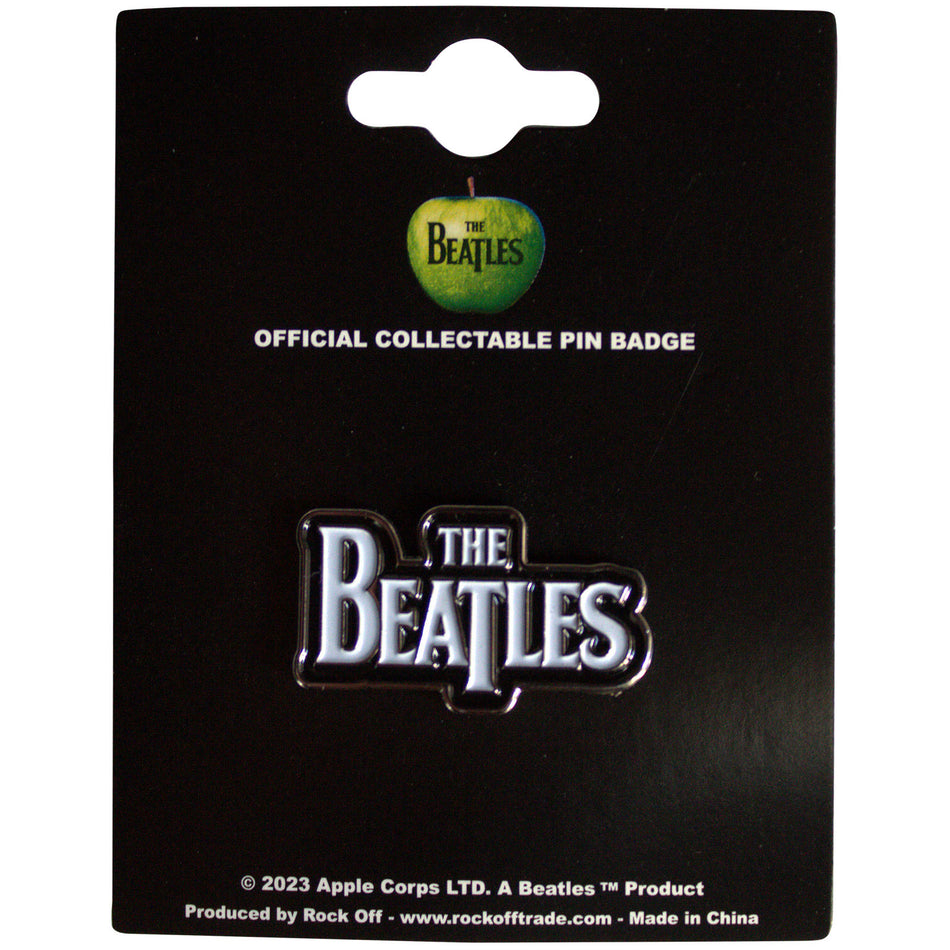 The Beatles Pin Badge: Drop T Logo (Black on White)