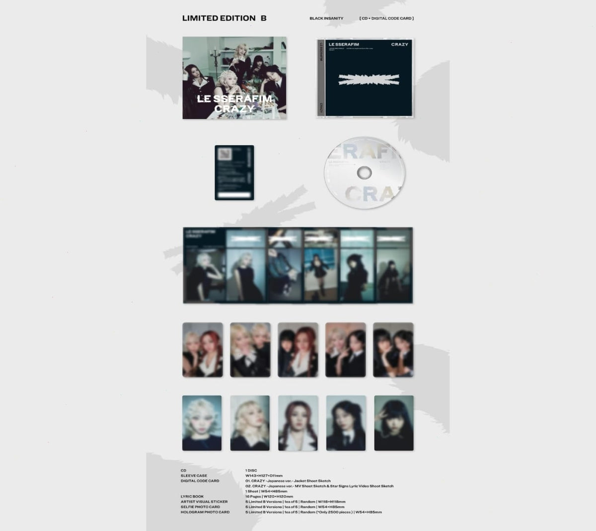 Le Sserafim - CRAZY (Limited Edition B) - (Limited Edition, Sticker, Photo / Photo Card, Lyric Book) - [CD]