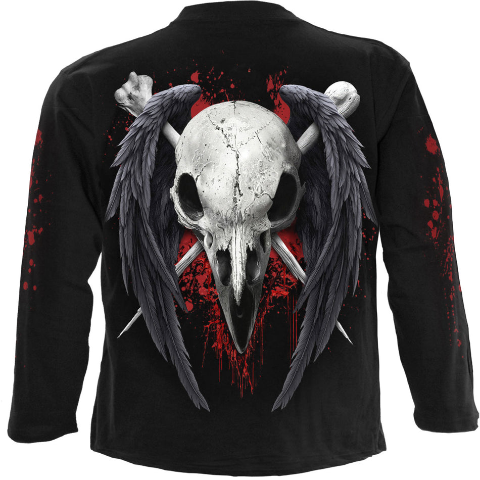 Spiral Unisex Long Sleeve T-Shirt: Death Raven (Black) (Back Print)