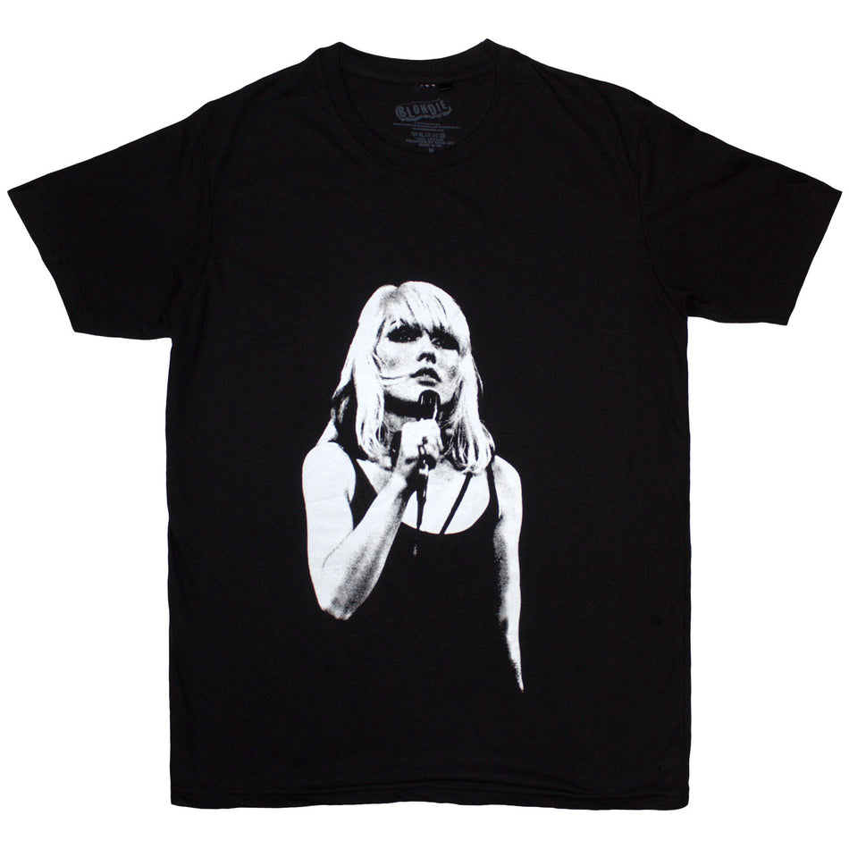 Debbie Harry Ladies T-Shirt: Open Mic. (Black)