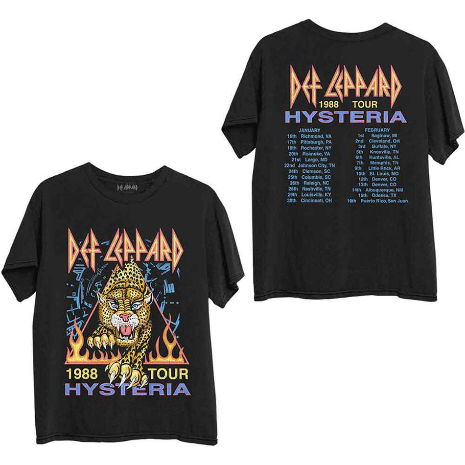 Def Leppard Unisex T-Shirt: Hysteria '88 (Black) (Back Print)