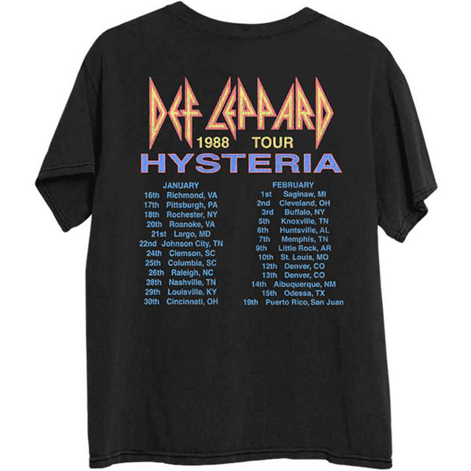 Def Leppard Unisex T-Shirt: Hysteria '88 (Black) (Back Print)