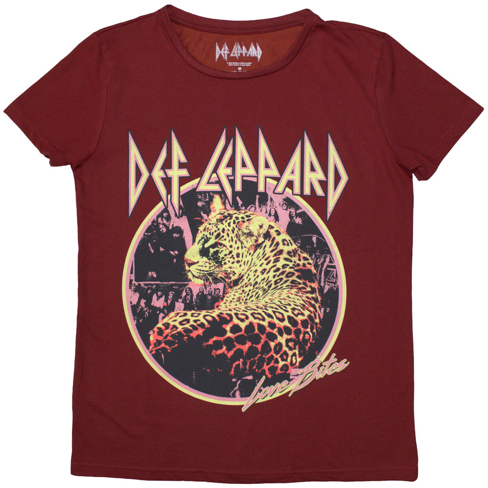 Def Leppard Ladies T-Shirt: Love Bites (Red)