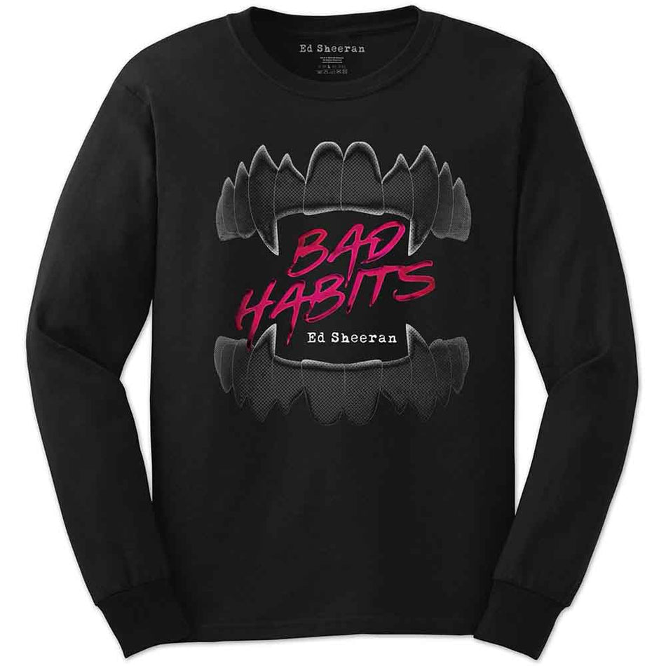 Ed Sheeran Unisex Long Sleeve T-Shirt: Bad Habits (Black)