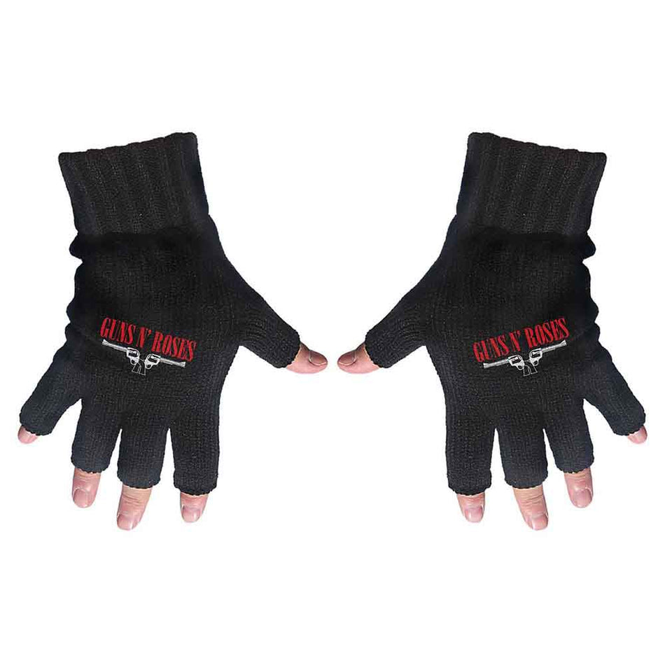 Guns N' Roses Unisex Fingerless Gloves: Logo & Pistols (Black)