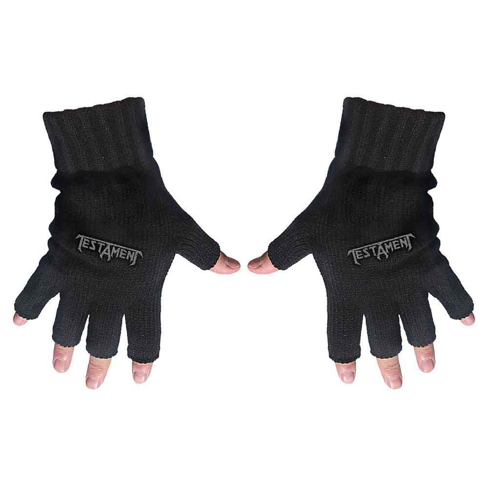 Testament Unisex Fingerless Gloves: Logo (Black)