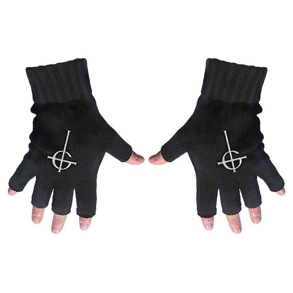 Ghost Unisex Fingerless Gloves: Ghost Cross (Black)