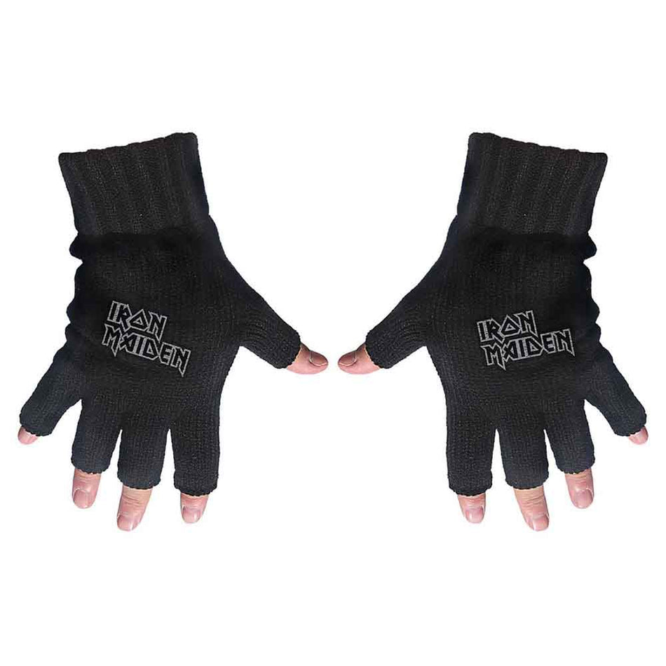 Iron Maiden Unisex Fingerless Gloves: Logo (Black)