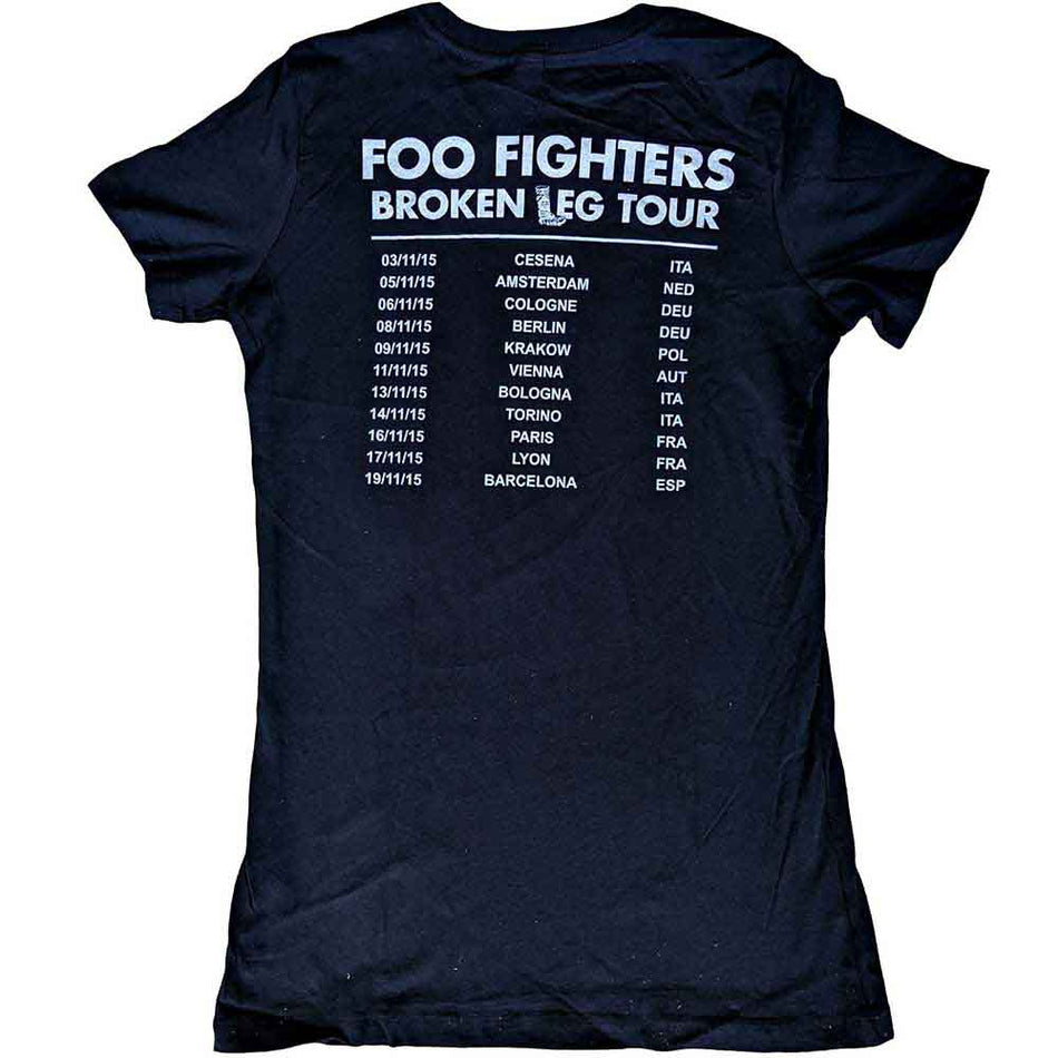 Foo Fighters Ladies T-Shirt: Break A Leg (Black) (Back Print & Ex-Tour)