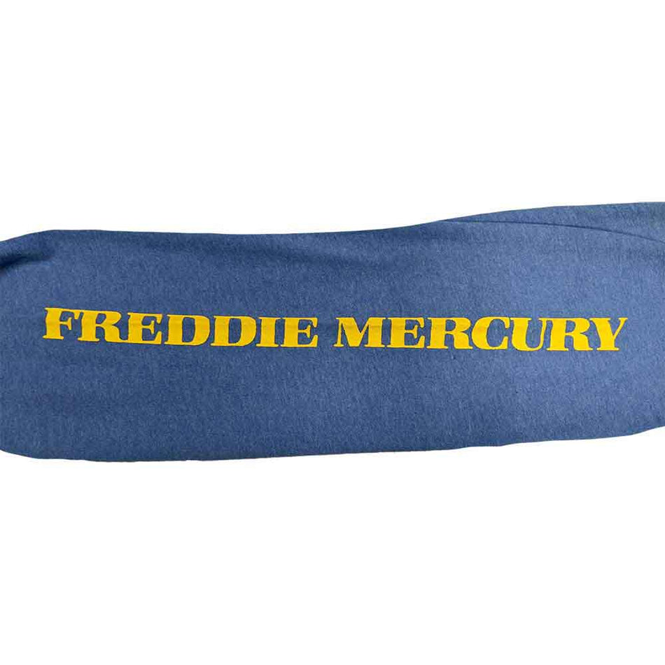 Freddie Mercury Unisex Long Sleeve T-Shirt: Mr Bad Guy (Blue) (Sleeve Print)