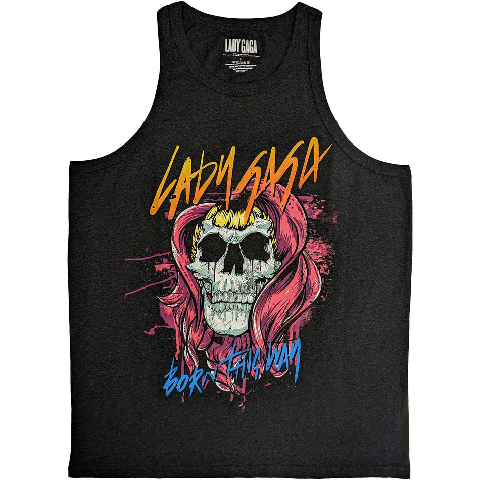 Lady Gaga Unisex Tank T-Shirt: Skull (Charcoal Grey)