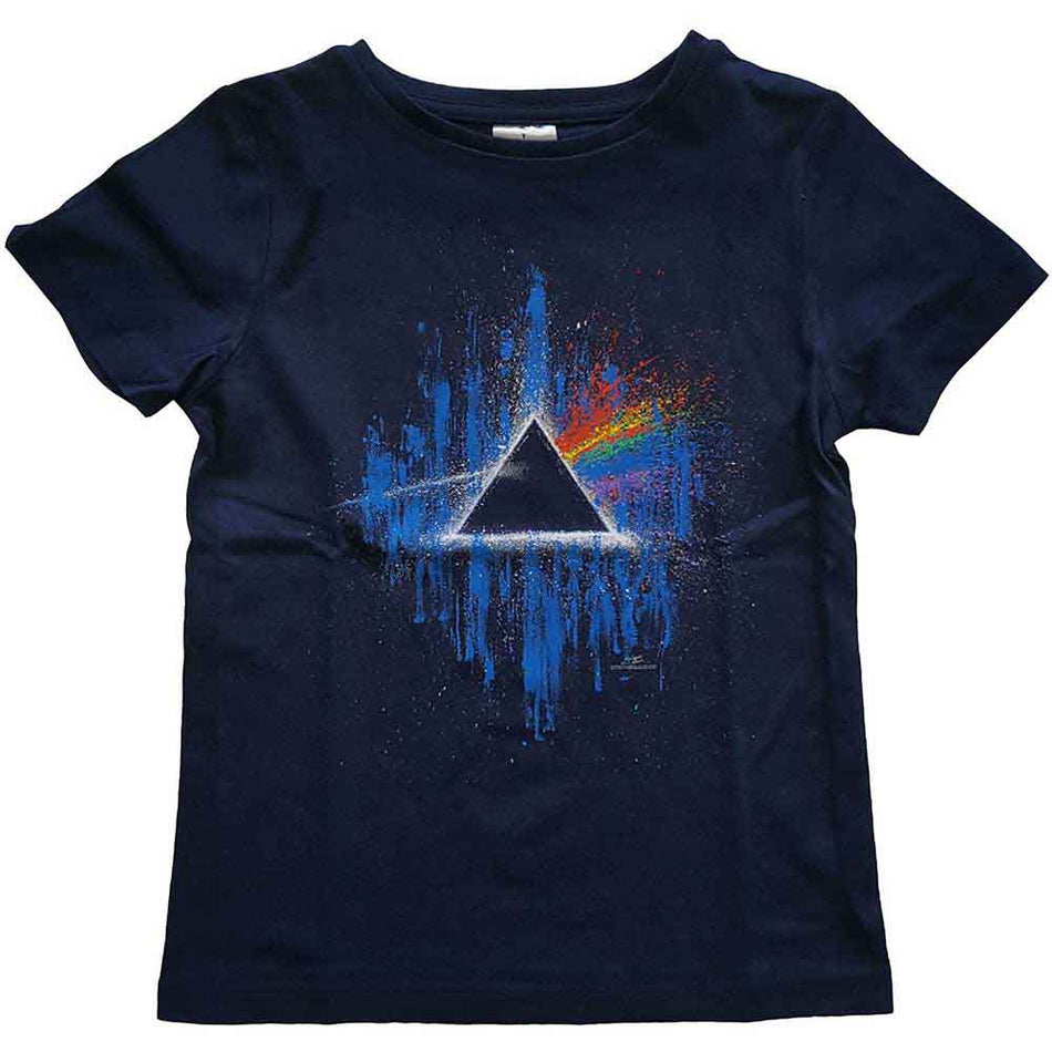 Pink Floyd Kids T-Shirt: Dark Side of The Moon Blue Splatter (Navy Blue)