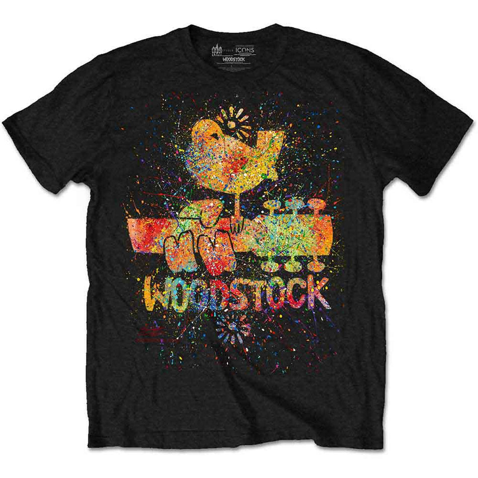 Woodstock Unisex T-Shirt: Splatter (Black)