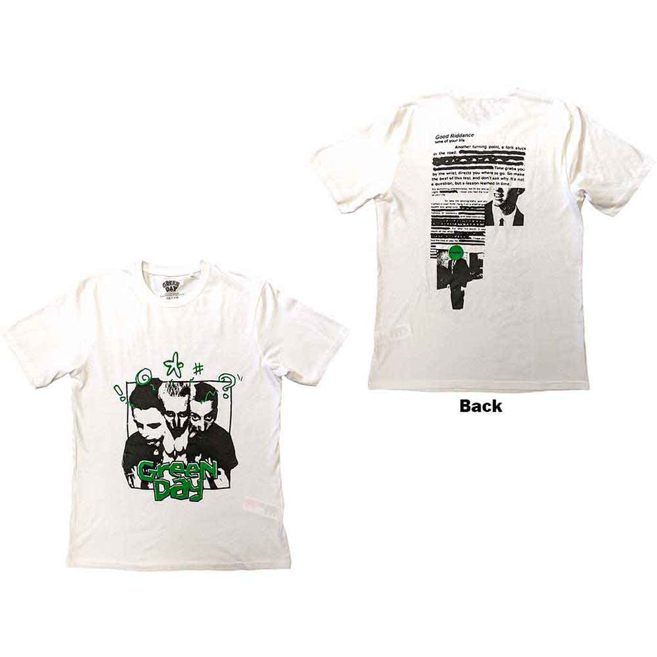 Green Day Unisex T-Shirt: Good Riddance (White) (Back Print)
