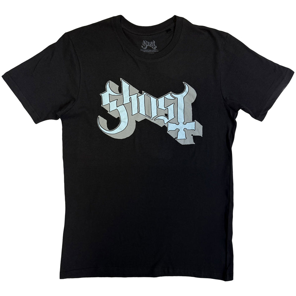 Ghost Unisex T-Shirt: Blue/Grey Keyline Logo (Black)