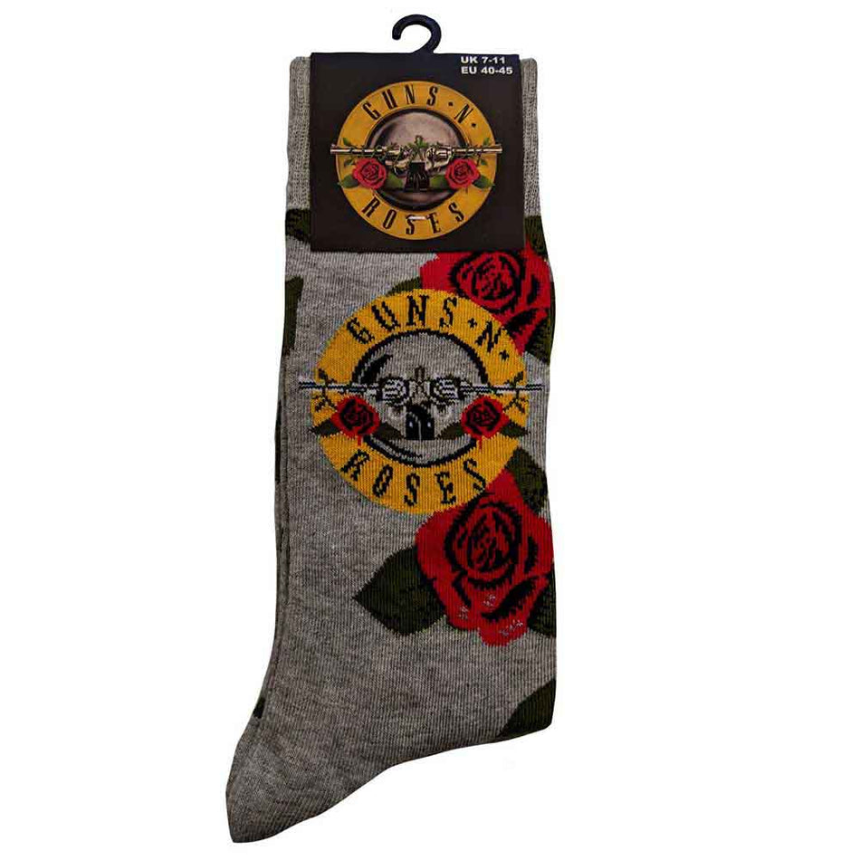 Guns N' Roses Unisex Ankle Socks: Bullet Roses (Grey) (UK Size 7 - 11)