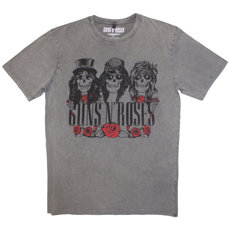 Guns N' Roses Unisex Stone Wash T-Shirt: Hell Group (Grey)