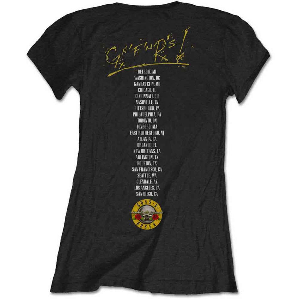 Guns N' Roses Ladies T-Shirt: Not In This Lifetime Tour (Black) (Back Print)