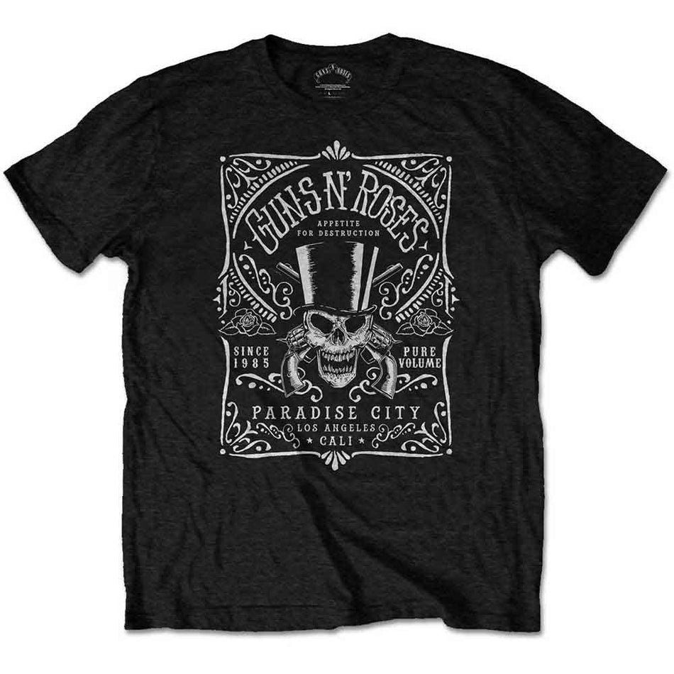 Guns N' Roses Unisex T-Shirt: Bourbon Label (Black)